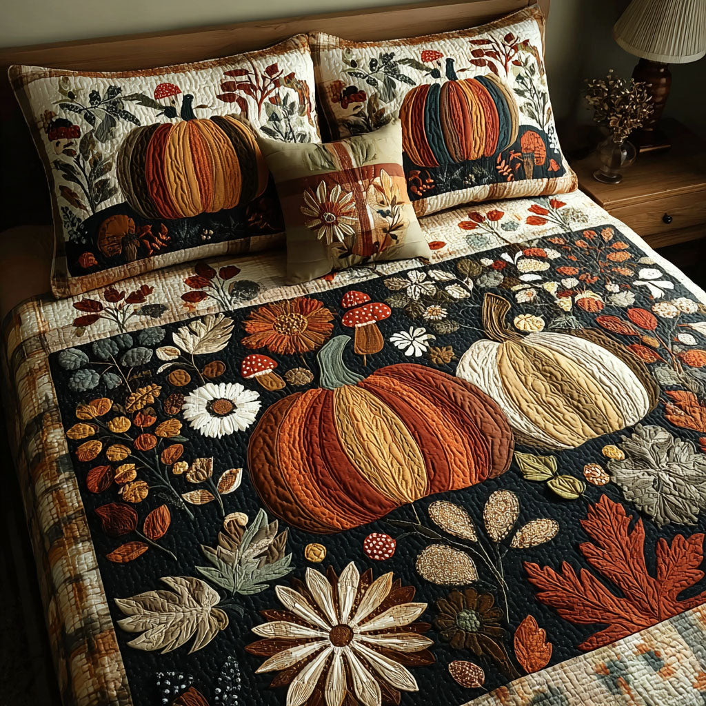 Pumpkin Wonderland Quilted Bedding Set Bedroom Decorations Mid Autumn Festival Gift Ideas