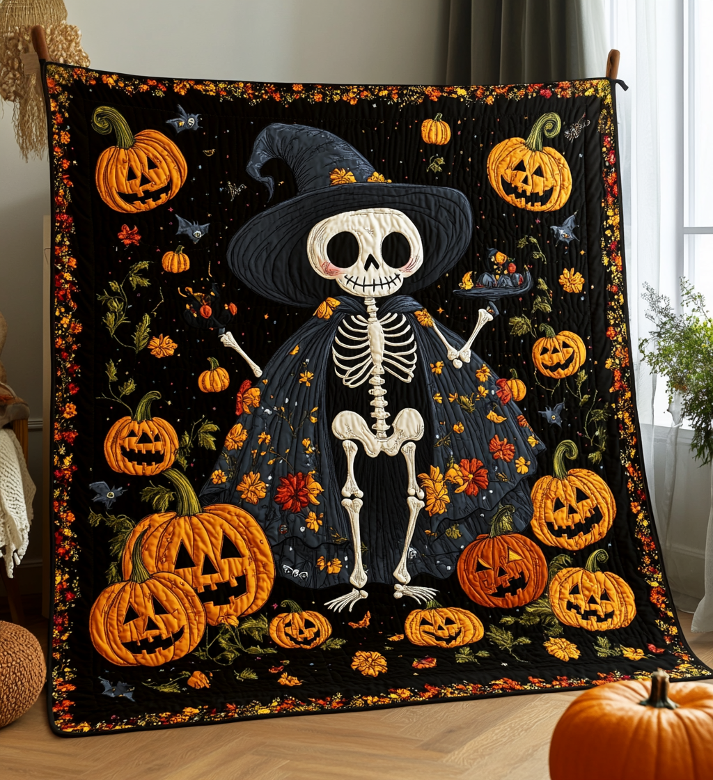 Pumpkins Night Quilted Blanket Halloween Gifts For Girlfriend
