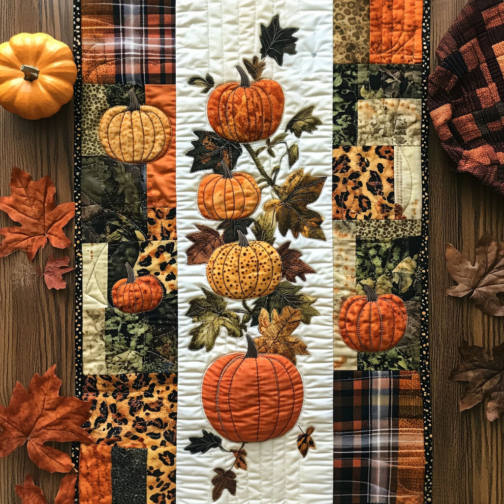 Pumpkins Patchwork Quilted Table Runner Fall Table Throw Gifts For Friends