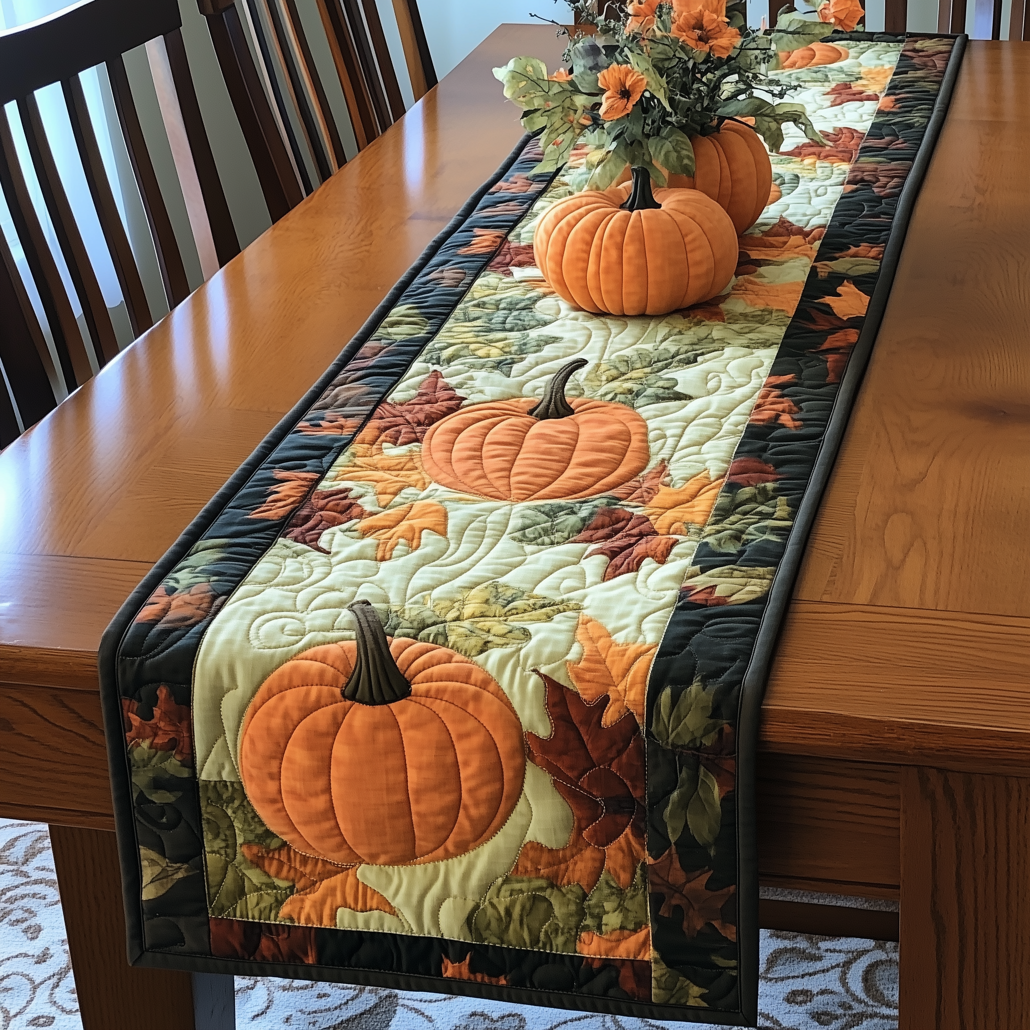 Pumpkins Quilted Table Runner Decorations Dining Table Runner Autumn Fall Themed Gifts