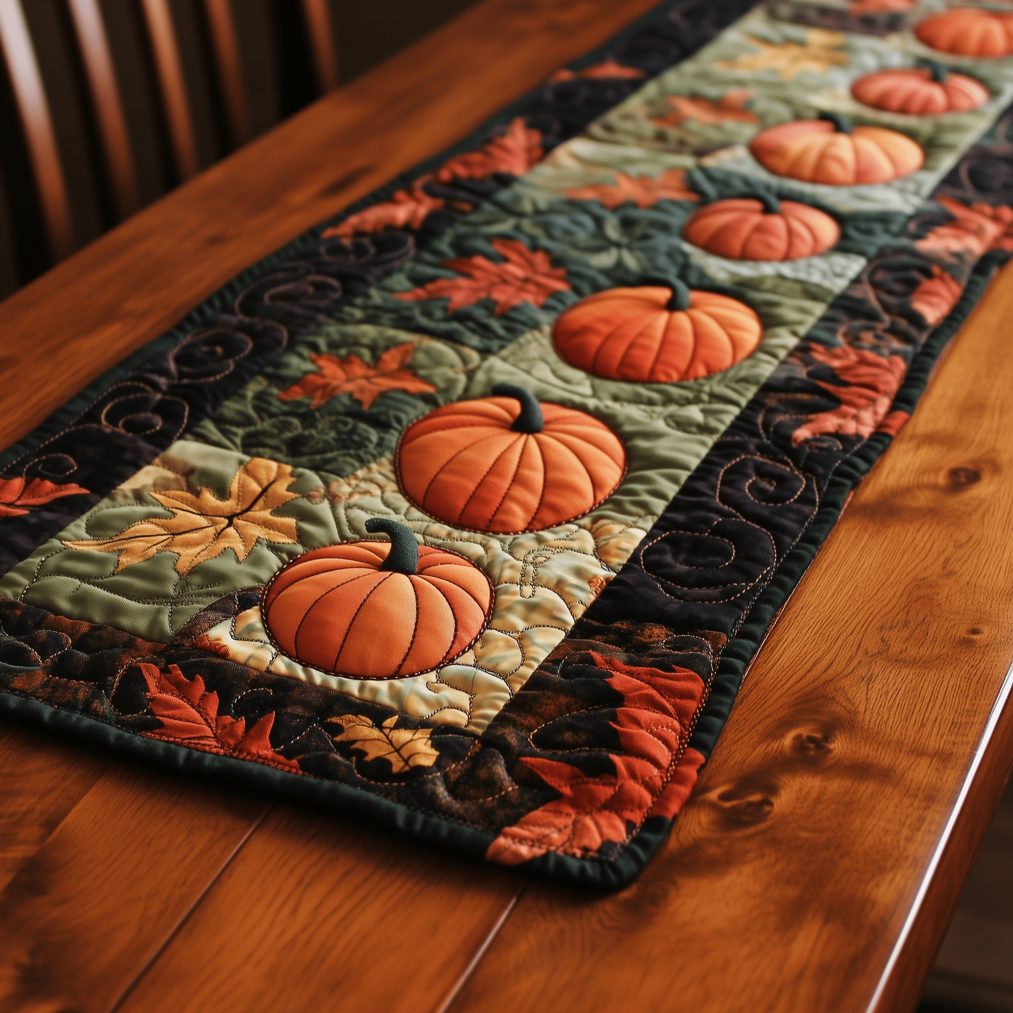 Pumpkins Quilted Table Runner Decorations Dining Table Runner Autumn Fall Themed Gifts