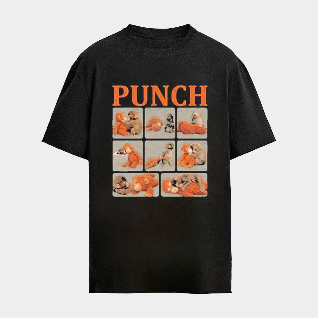 Punch The Monkey Shirt Baby Monkey With Stuffed Animal T-Shirt Punch Monkey Japan Clothing