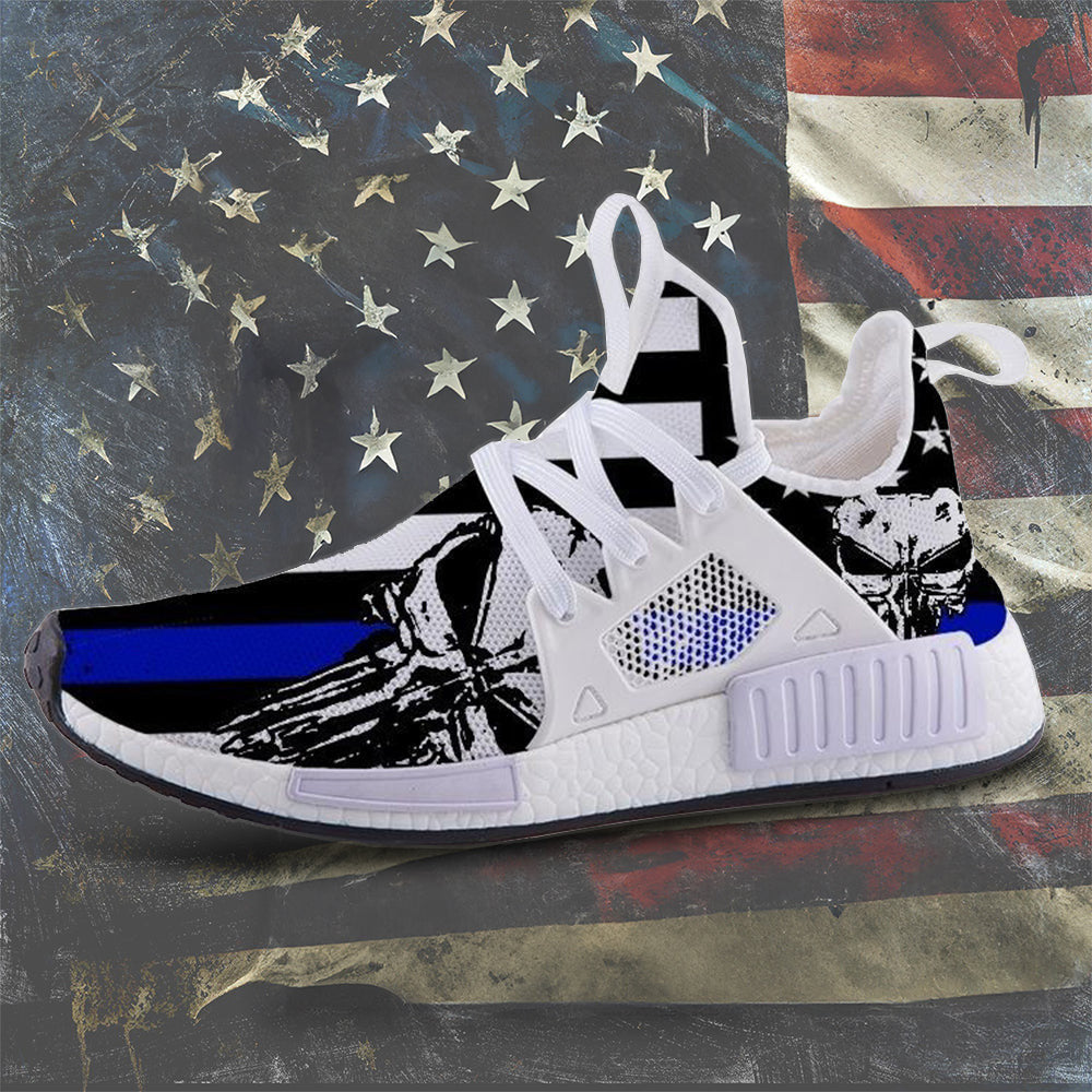 Punisher Skull Thin Blue Line American Flag Shoes Support Police Patriotic Sneakers Punisher Skull Thin Blue Line American Flag Shoes Support Police Patriotic Sneakers