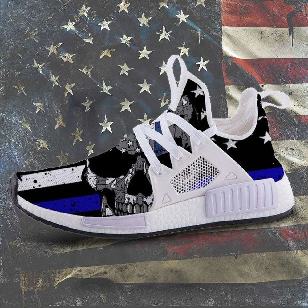 Punisher Skull Thin Blue Line Shoes Support Police Law Enforcement Patriotic Sneakers Punisher Skull Thin Blue Line Shoes Support Police Law Enforcement Patriotic Sneakers