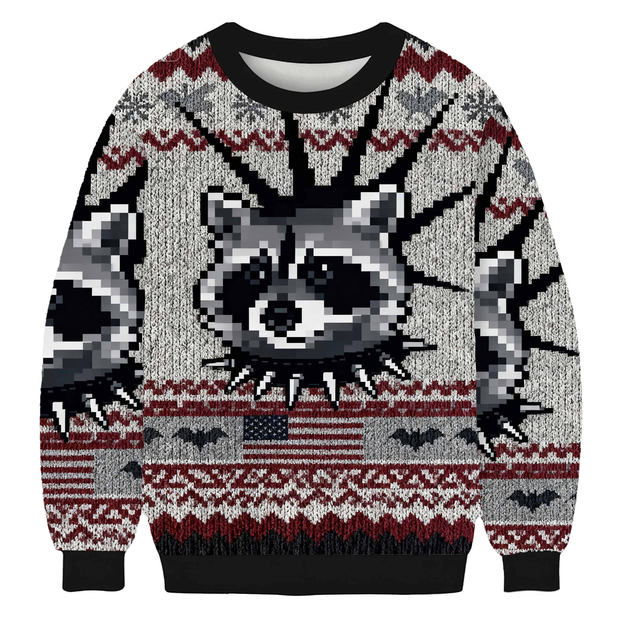 Punk Raccoon With Mohawk And Spiked Collar Christmas Ugly Sweater Christmas Outfits