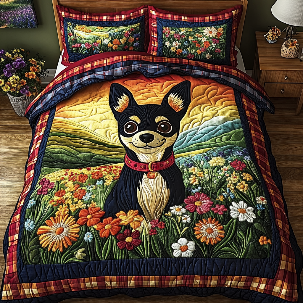 Pup Patchwork Quilted Bedding Set Warm and Elegant Bedding Gift Set for Every Home