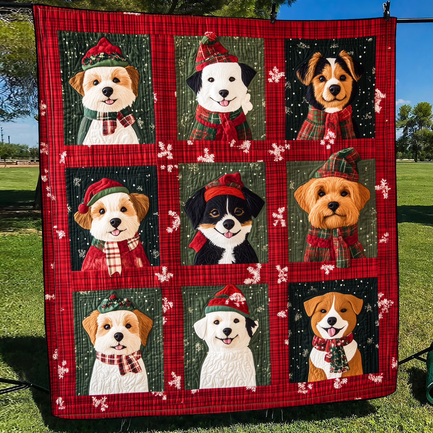 Puppy Christmas Cheer Quilted Blanket Christmas Presents For Dog Lovers
