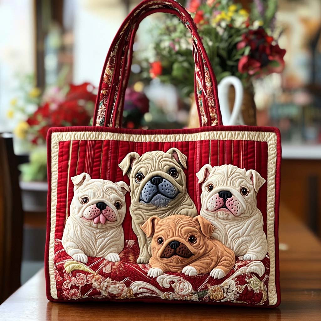 Puppy Cozy Time Quilted Tote Bag Best Gifts For Dog Lovers