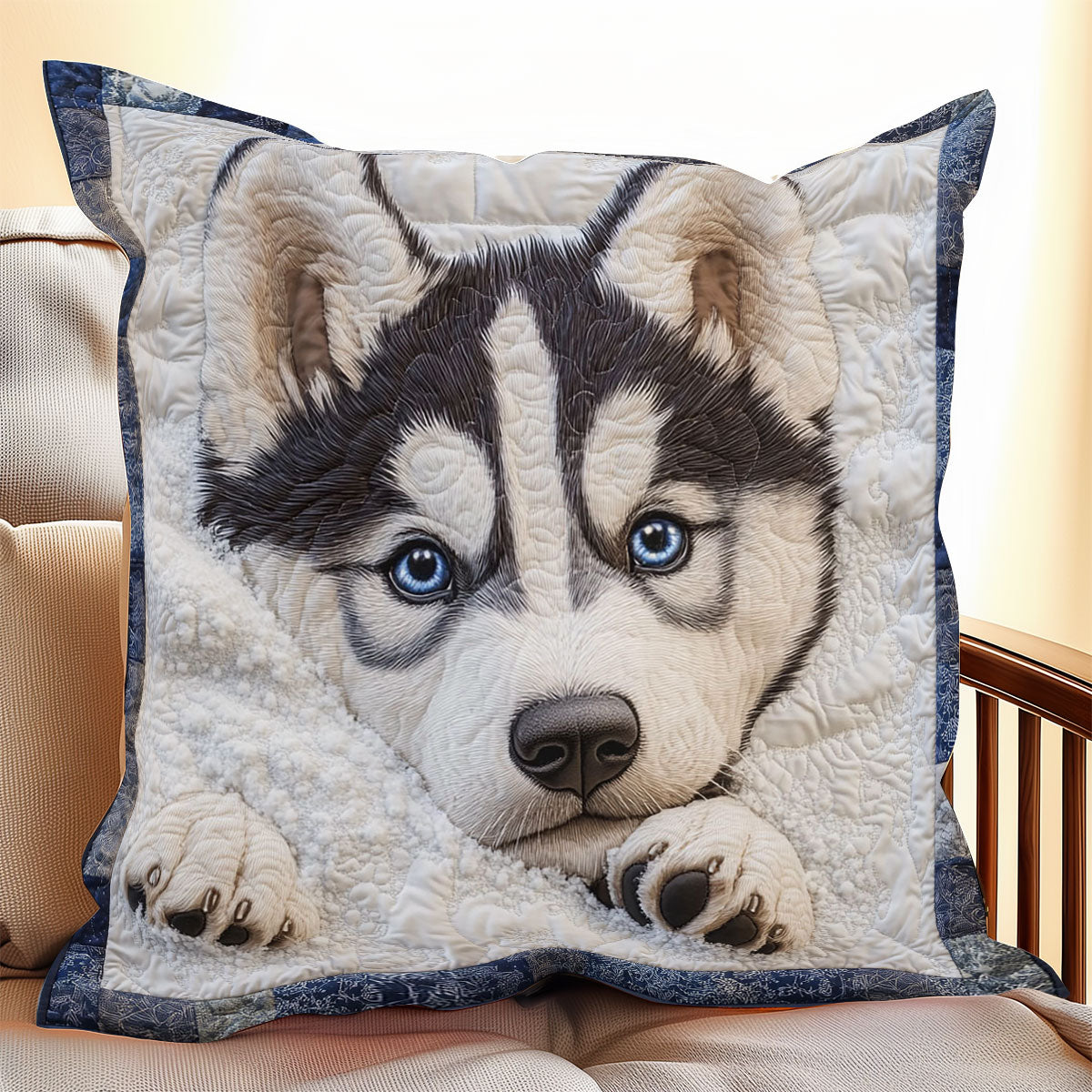 Puppy Eyes Quilt Pillow Case Elegant Pillow Cover Merch Gift for Stylish Homes