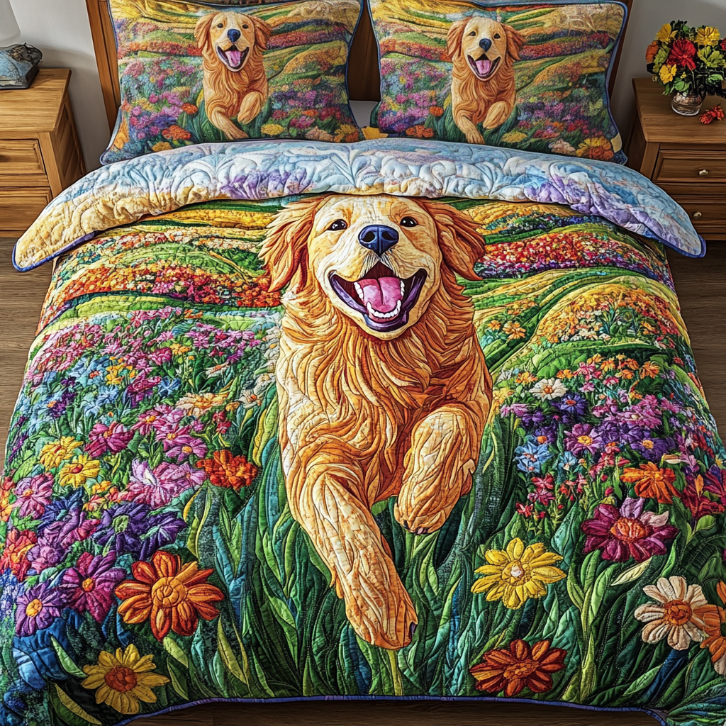 Puppy Fields Quilted Bedding Set Cozy Bedding Merch Gift That Brings Sweet Dreams