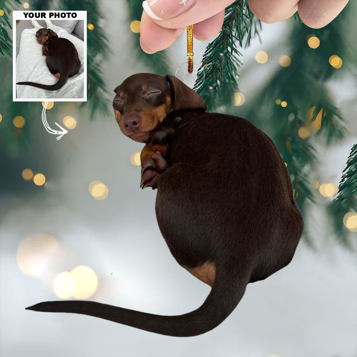 Puppy Love Sleeping Personalized Photo Mica Ornament Christmas Gift For Dog Lovers Dog