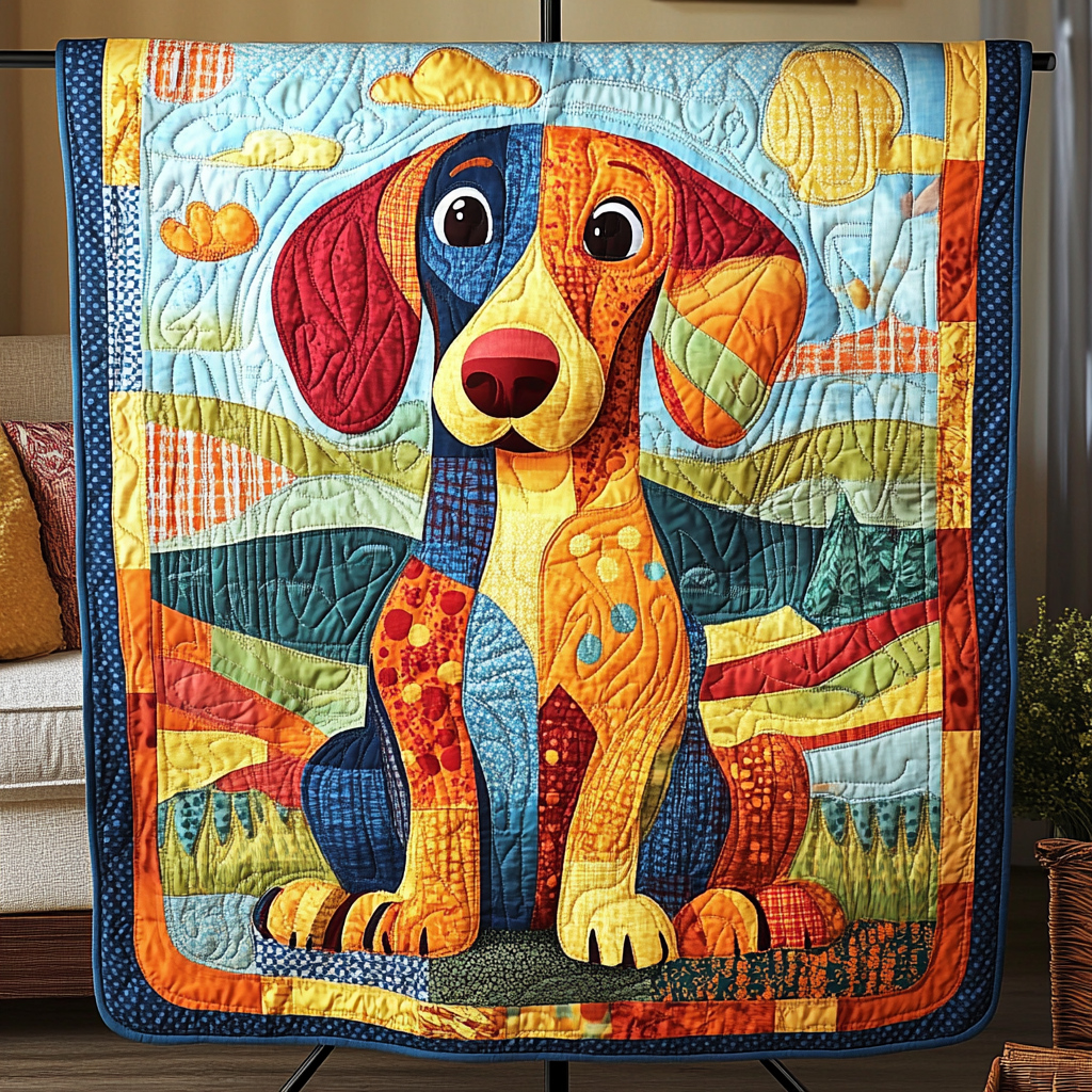 Puppy Snuggle Quilted Blanket Bedroom Decor Christmas Sausage Dog Merchandise