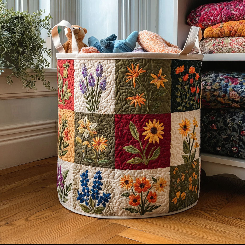 Pure Bloom Quilted Laundry Basket Merch For Friends