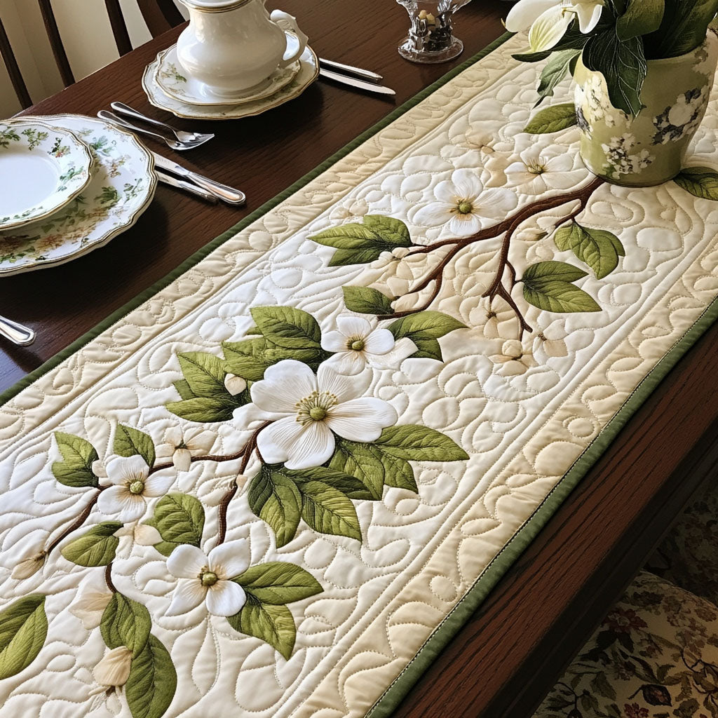 Pure Blossoms Quilted Table Runner Floral Table Cover Best Mothers Day Gifts