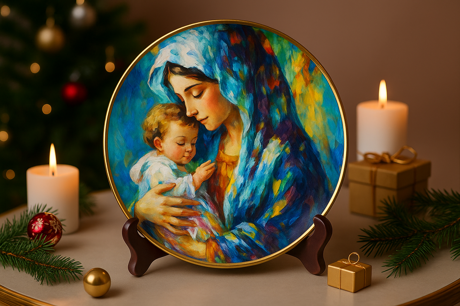 Pure Devotion Christmas Ceramic Plate Catholic Faith Xmas Holiday Gifts For Family