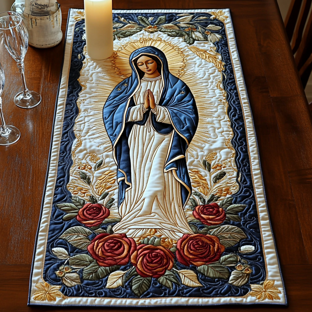 Pure Devotion Quilted Table Runner Nativity Scene Table Runner Xmas Dinner Table Decorations