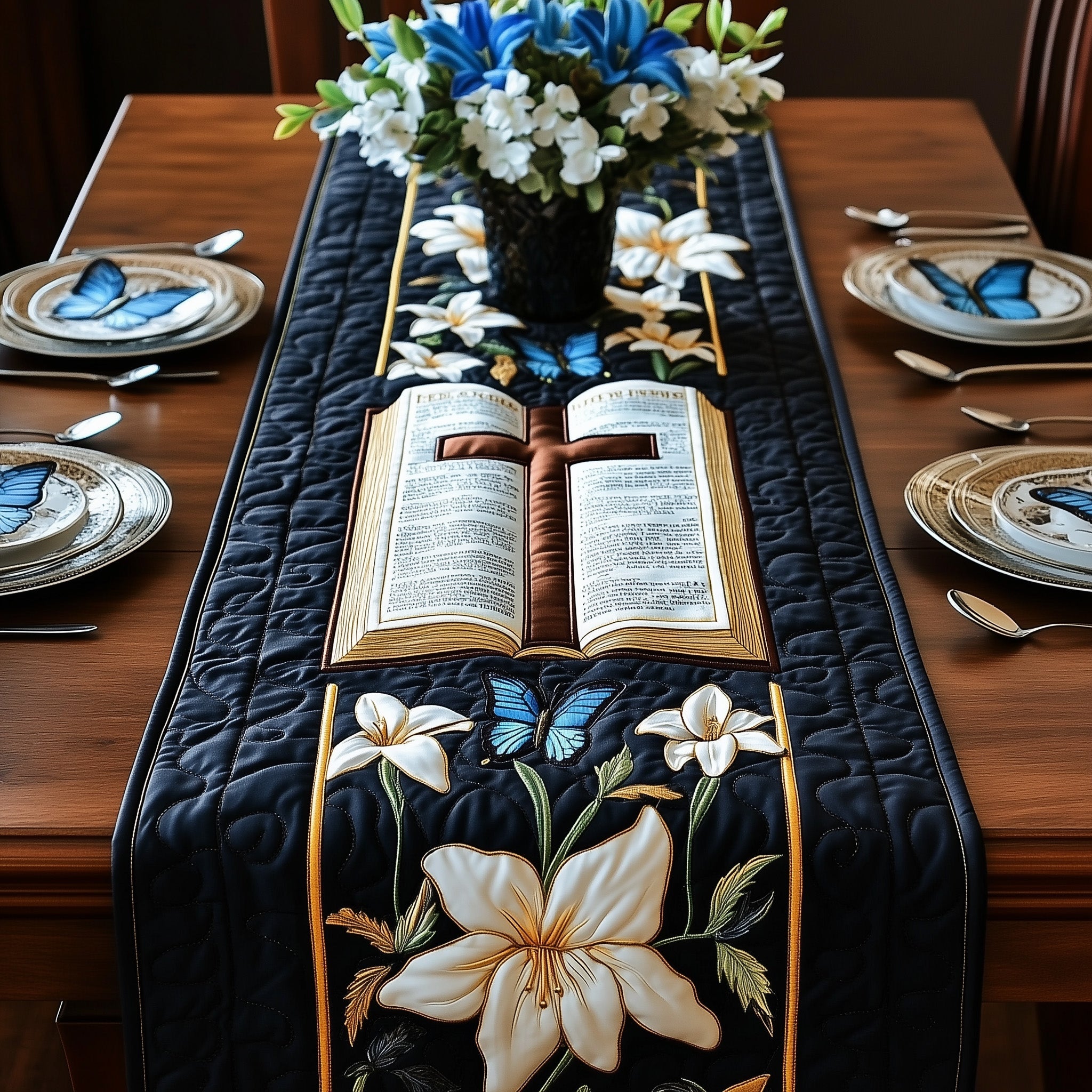 Pure Grace Quilted Table Runner Festive Holiday Table Runner Decor