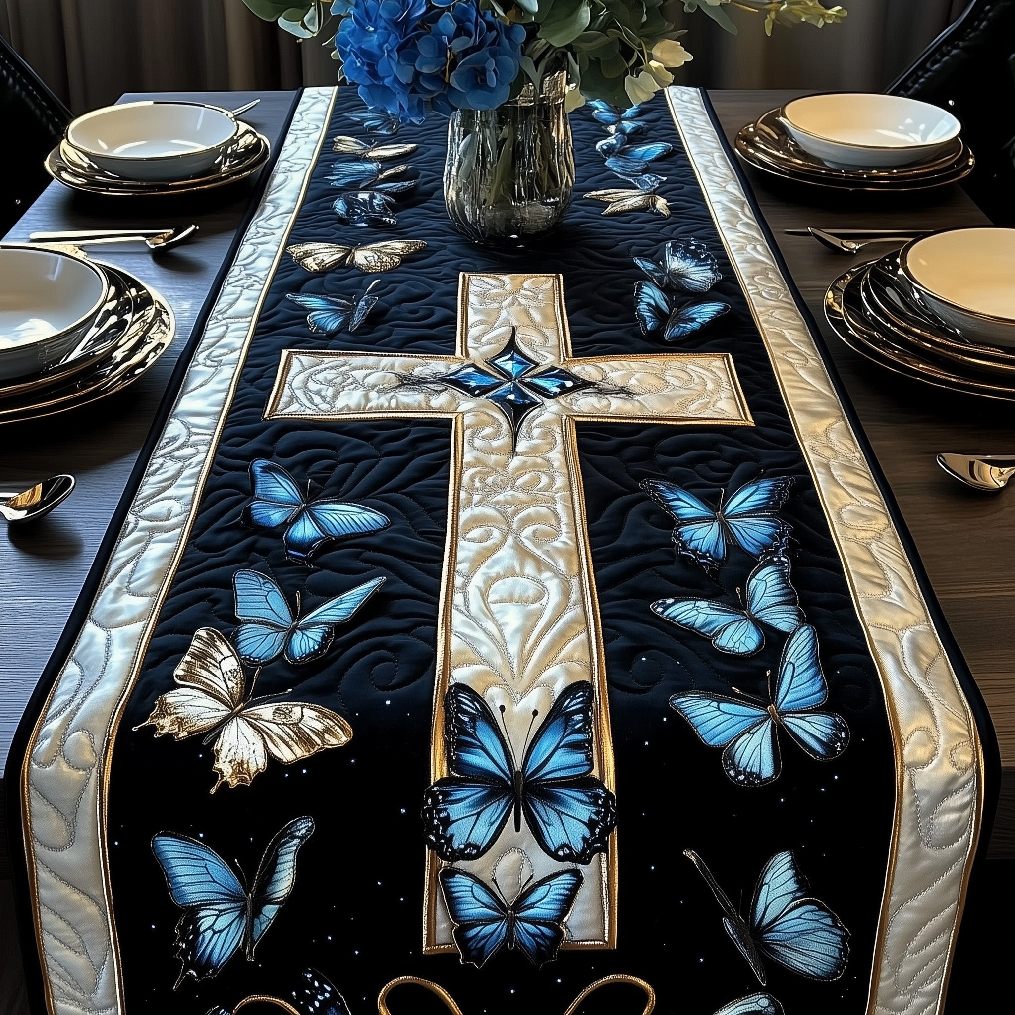 Pure Grace Quilted Table Runner Winter Table Runner