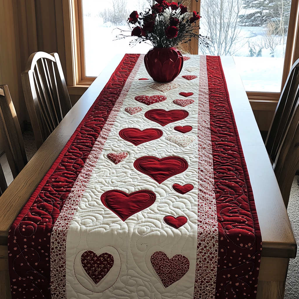Pure Heart Quilted Table Runner Holiday Themed Table Runners Secret Santa Pressent Ideas
