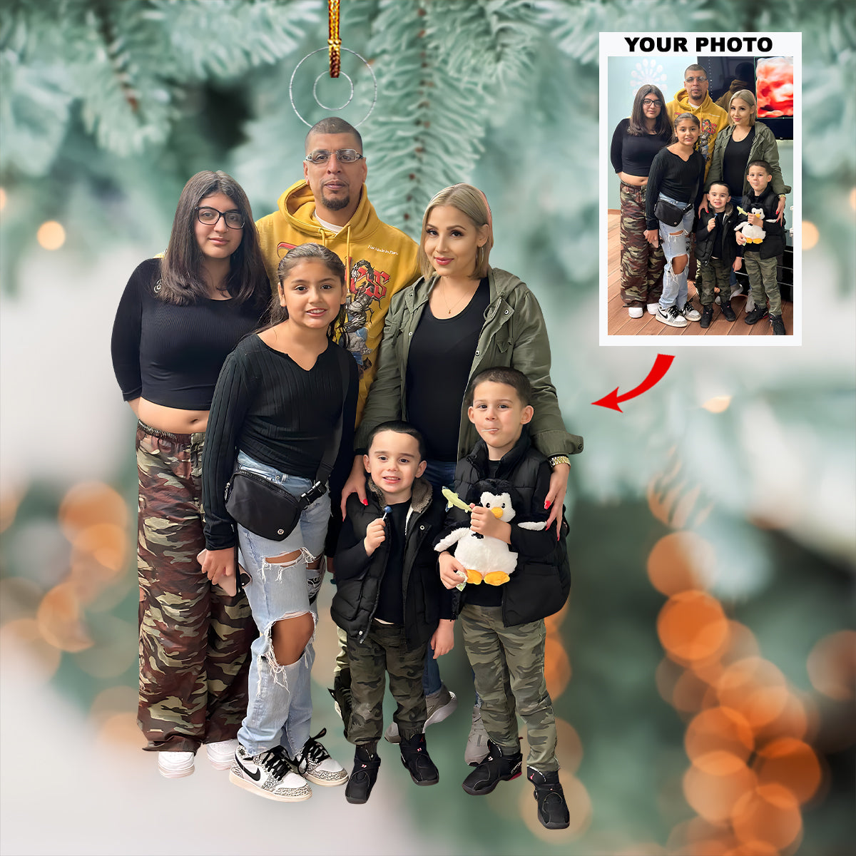 Pure Joy Collective Personalized Photo Mica Ornament Christmas Gift For Family Members