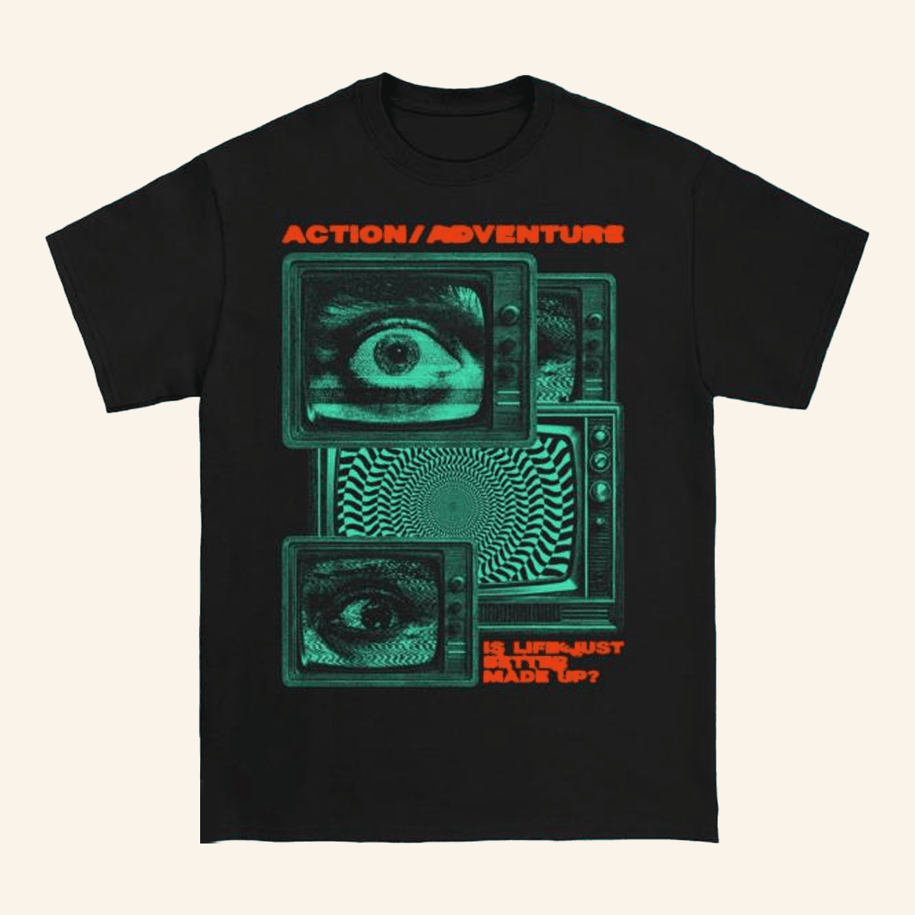 Pure Noise Merch Action Adventure Tv Static Black T-Shirt Friends Gifts Pure Noise Merch Action Adventure Tv Static Black T-Shirt Friends Gifts