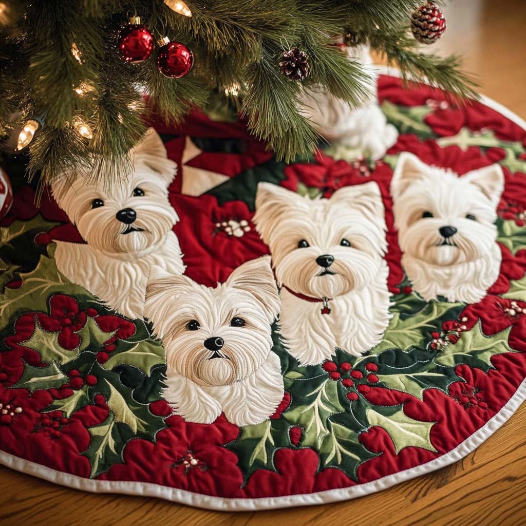 Pure Paws Christmas Quilted Tree Skirt Perfect Holiday Gift for Home Decor Lovers