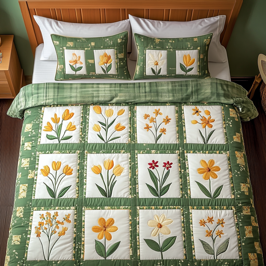 Pure Petals Quilted Bedding Set Cozy Bedding Merch Gift That Brings Sweet Dreams