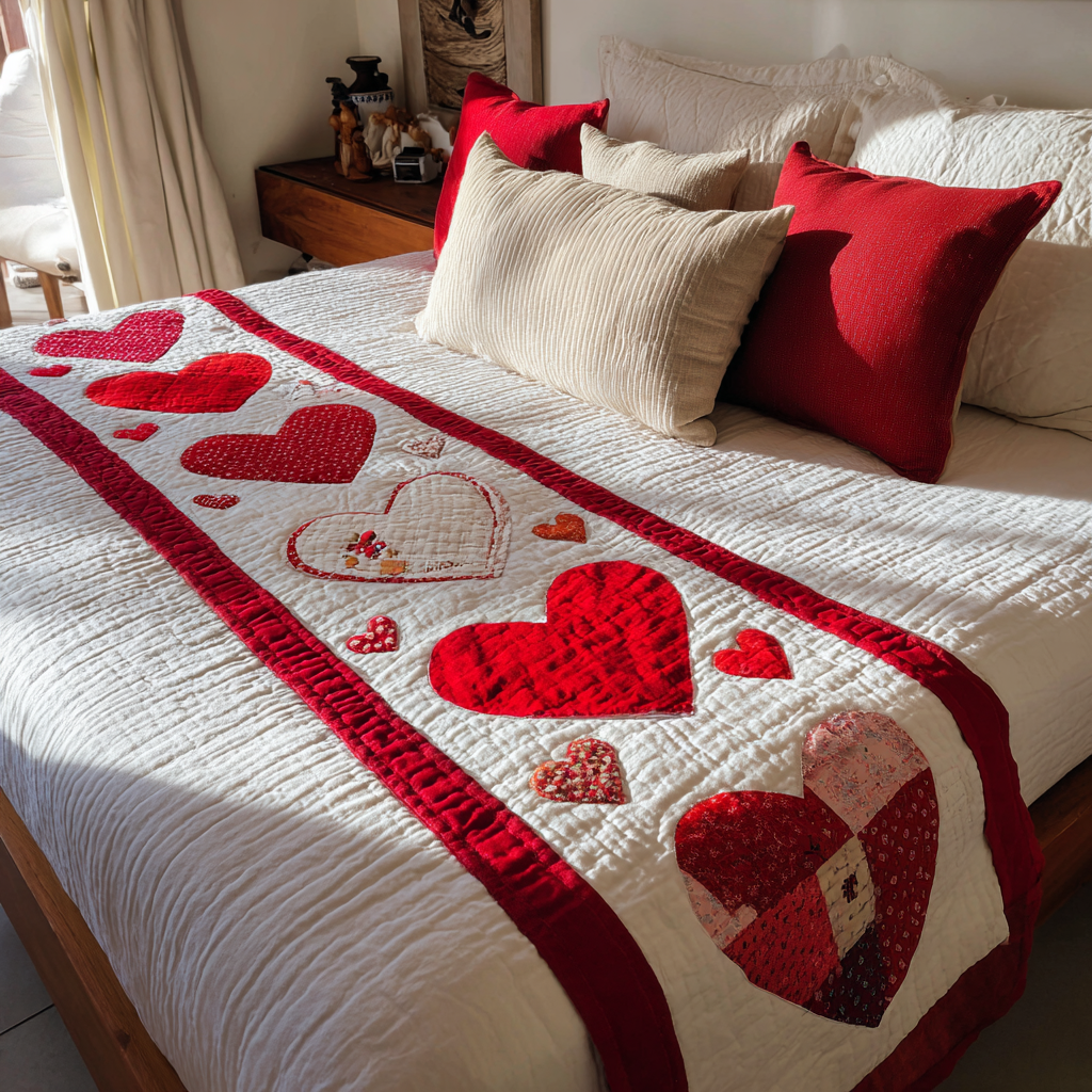 Purely Heart Quilted Bed Runner Bed Decorations Christmas Presents