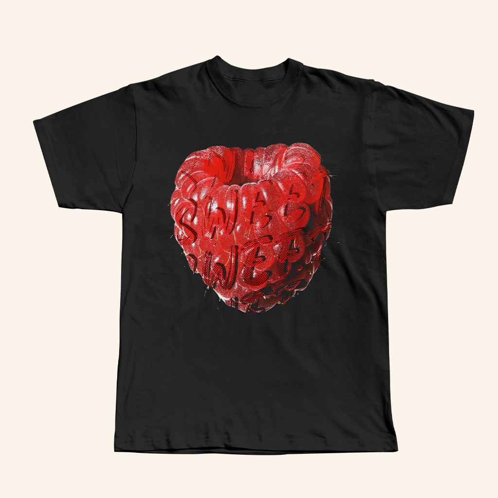 Purereign Clothing Merch Sweet Raspberry Black T-Shirt Unique Gifts For Besties