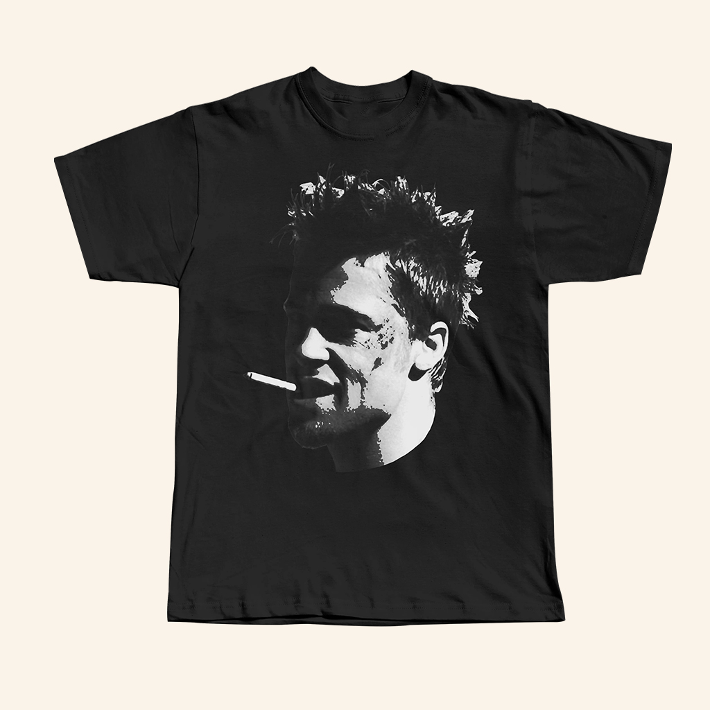 Purereign Clothing Merch Tyler Durden Big Head Black T-Shirt Gifts Ideas For Him