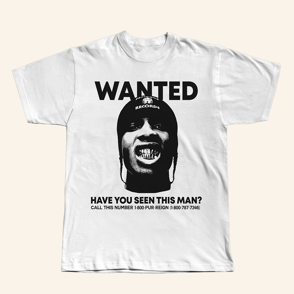 Purereign Clothing Merch Wanted ASAP Rocky T-Shirt ASAP Rocky Merch Gifts For Rapper Fans