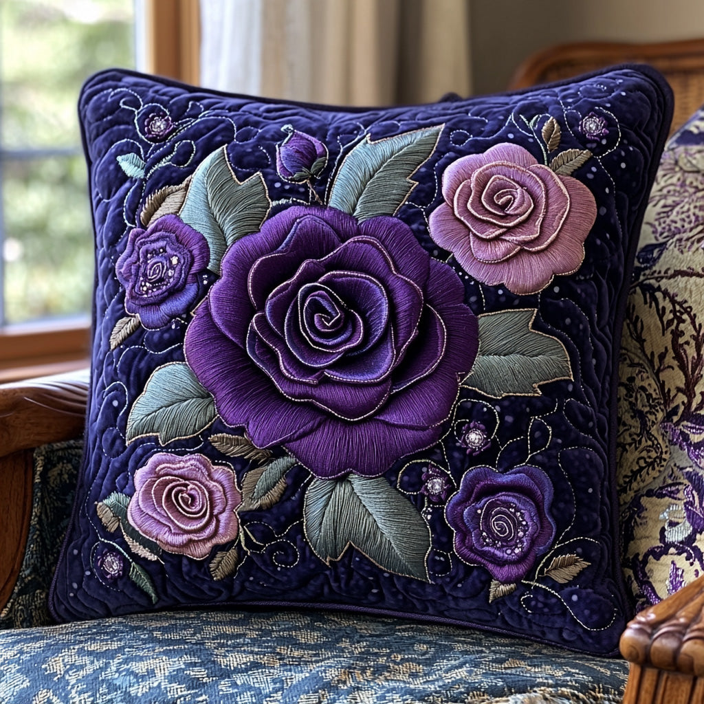 Purple Bloom Quilted Pillow Case Throw Pillow Cases Christmas Floral Gifts