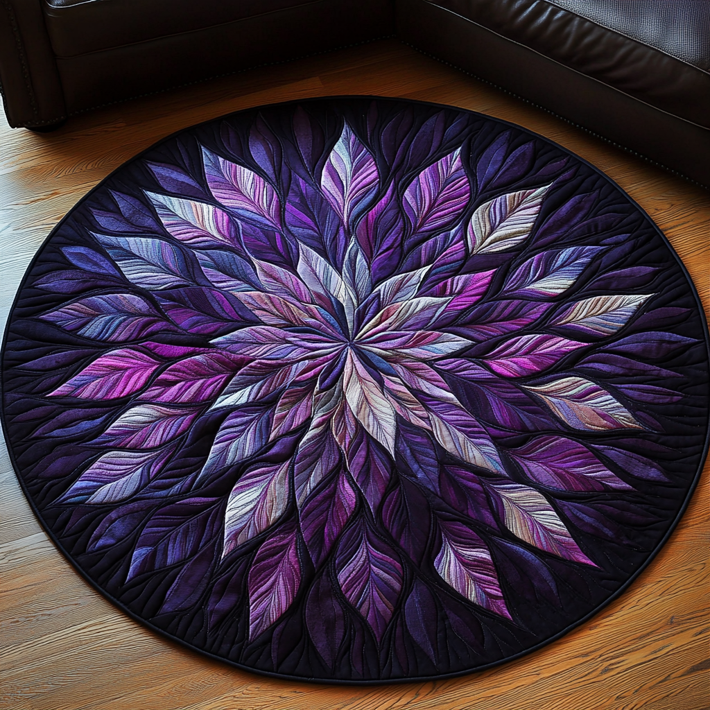 Purple Bloom Quilted Round Mat Outdoor Decor Sunflower Gift Items