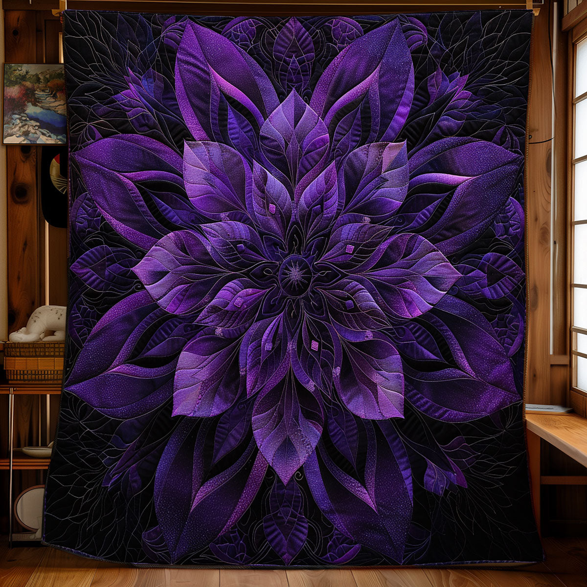 Purple Blooming Flower Quilt Blanket Queen Size Blanket Best Anniversary Gifts