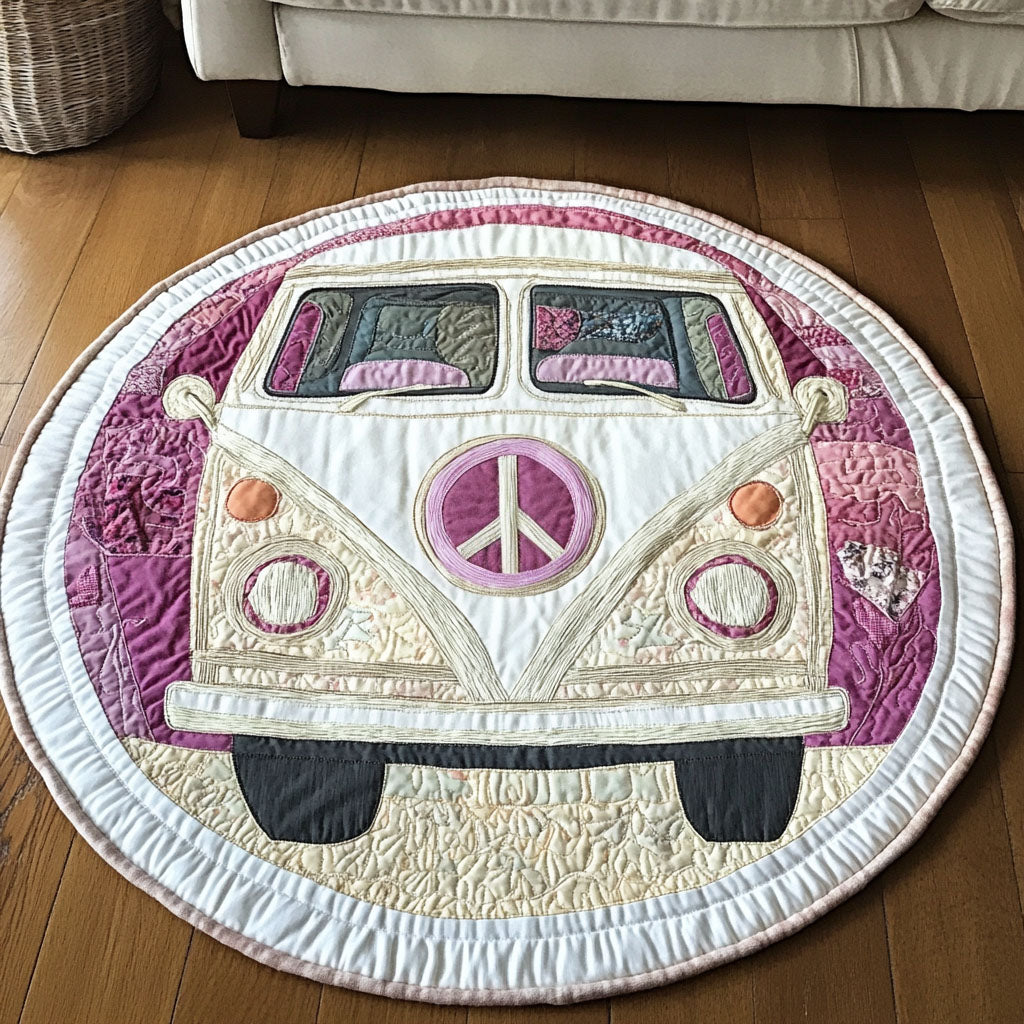 Purple Boho Ride Quilted Round Mat Entry Way Ideas Christmas Gifts For Dad From Daughter