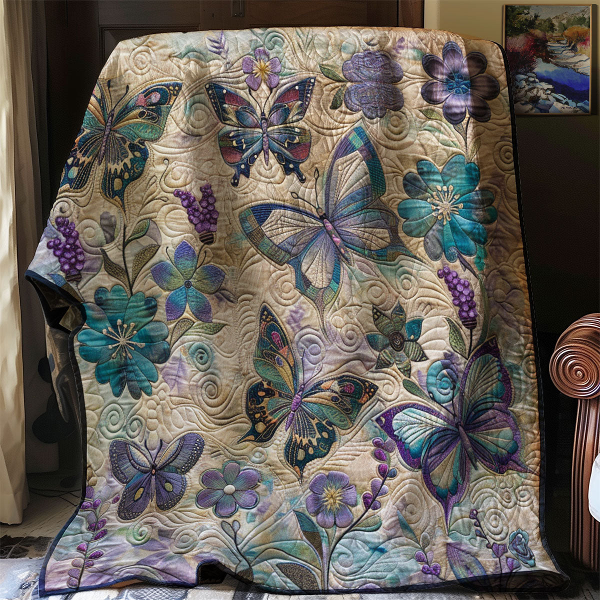 Purple Butterflies Quilt Blanket Couch Blanket Great Gifts For Mom