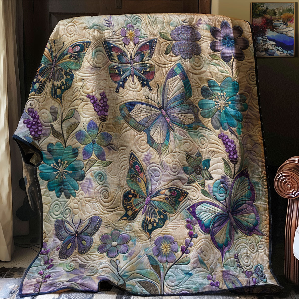 Purple Butterflies Quilt Blanket Queen Size Blanket Secret Santa Gifts For Her