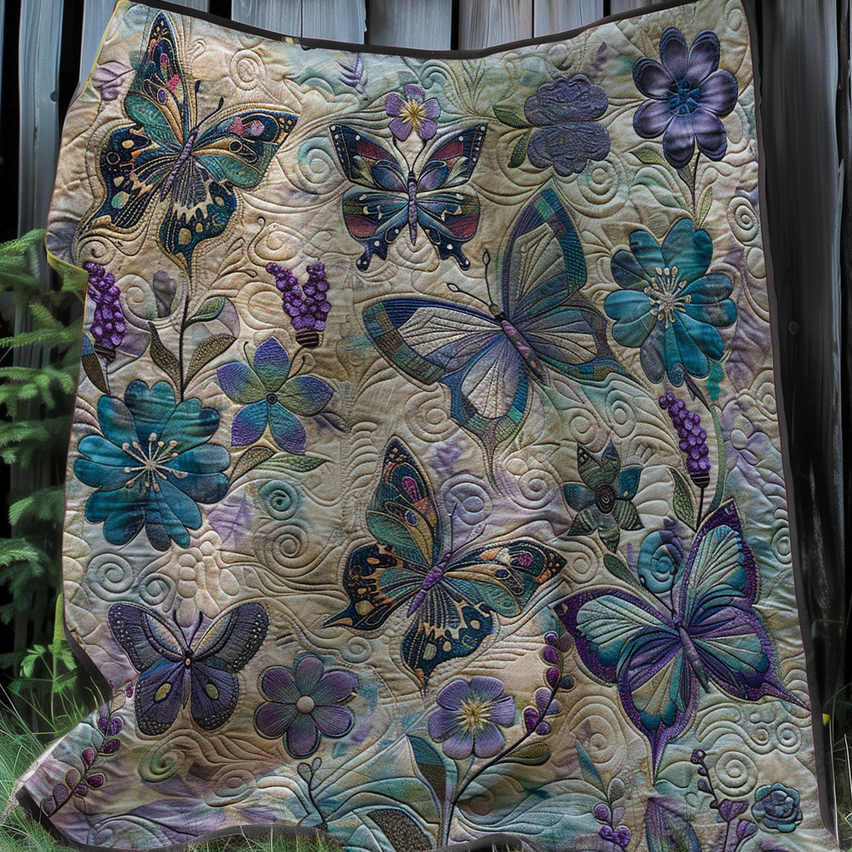 Purple Butterflies Quilt Blanket Queen Size Blanket Secret Santa Gifts For Her
