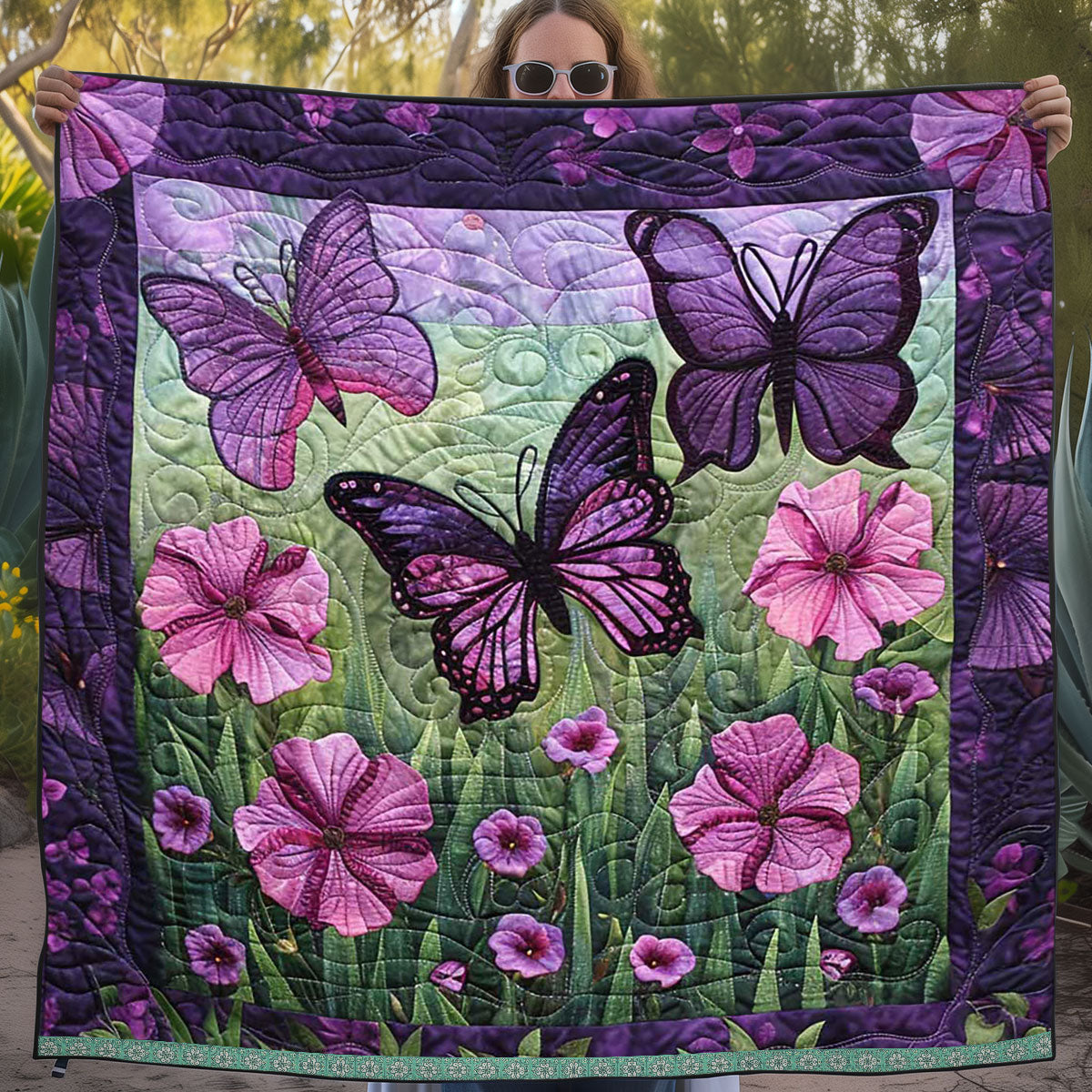 Purple Butterflies Quilt Blanket Throws For Couch Christmas Present For Adult Son
