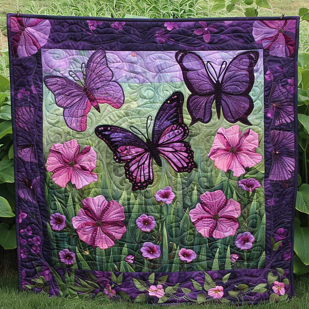 Purple Butterflies Quilt Blanket Throws For Couch Christmas Present For Adult Son