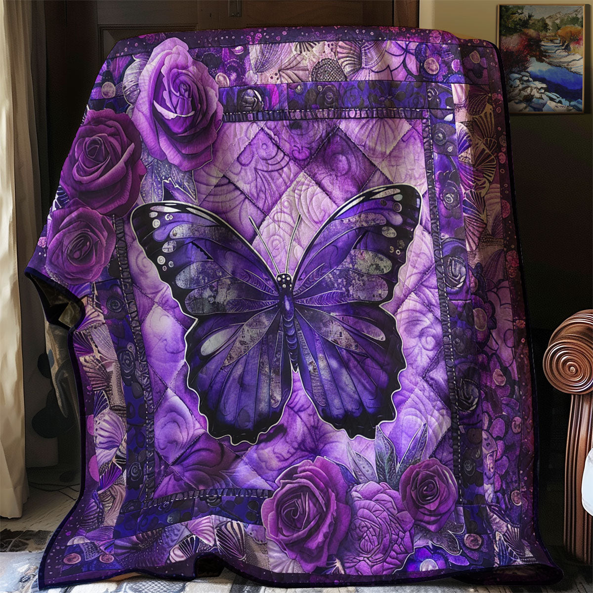 Purple Butterfly Quilt Blanket Soft Throw Blanket Awesome Mother's Day Gifts For Mom