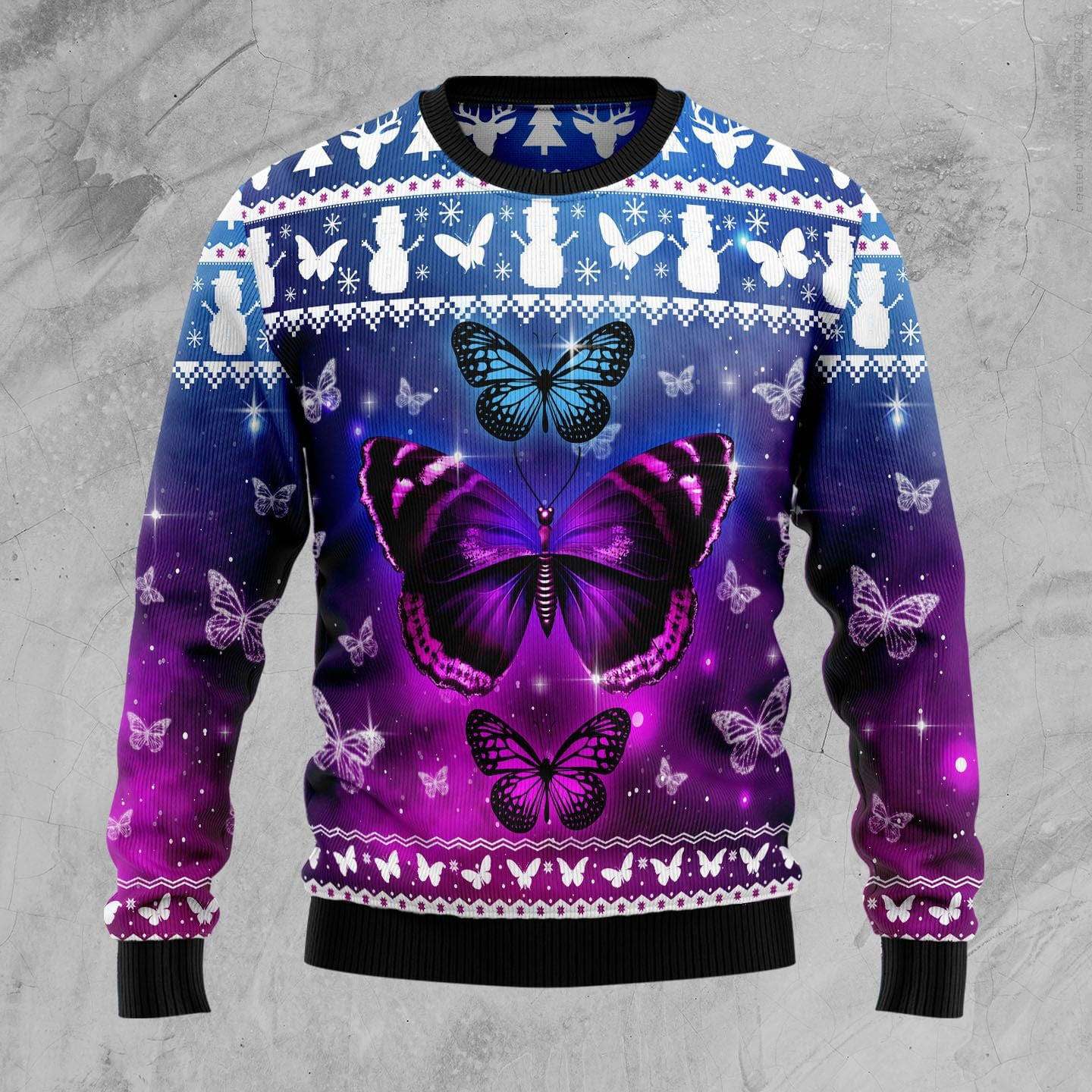 Purple Butterfly Ugly Christmas Sweater Winter Clothing Christmas Gifts For Butterfly Lovers