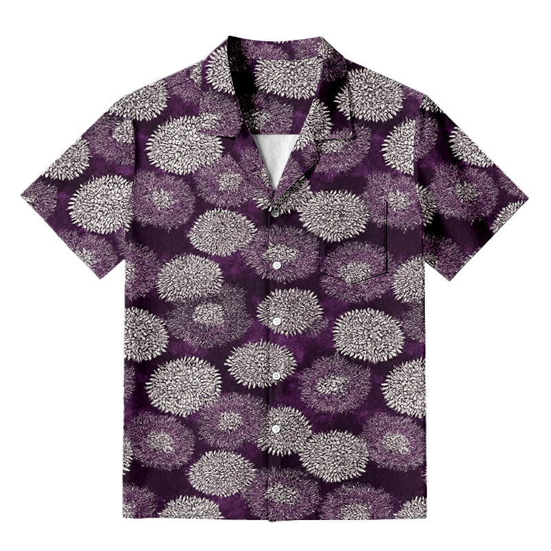 Purple Daisy Hawaiian Shirt Mujinagiku Pattern Japanese Art Shirt Gifts For Boyfriend