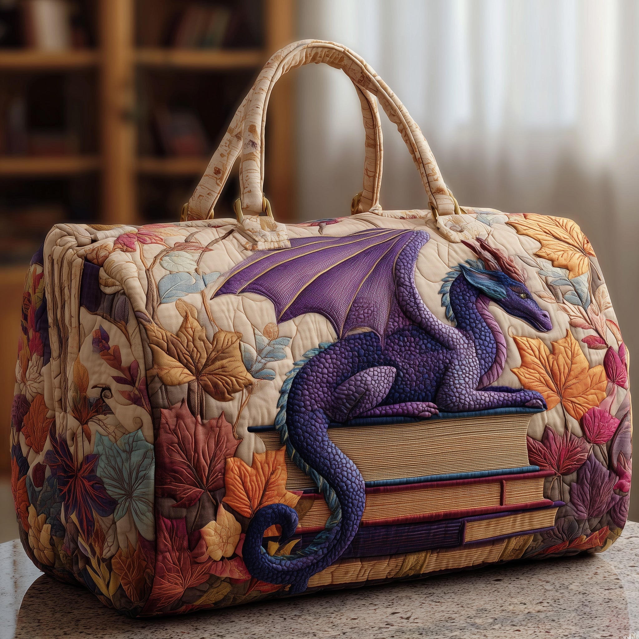 Purple Dragon Quilted Duffle Bag For Everyday Use