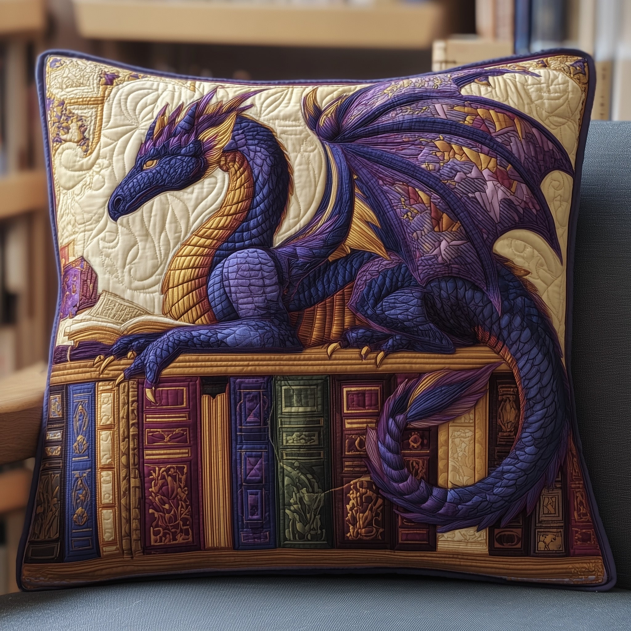 Purple Dragon Quilted Pillow Case Pillow Protector CoverBest Dragon Christmas Gifts Xmas