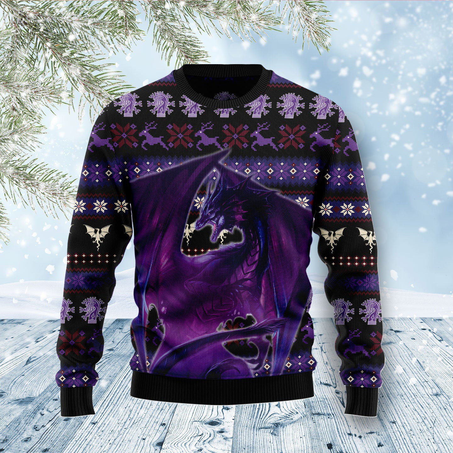 Purple Dragon Ugly Christmas Sweater Fantasy Themed Dragon Lover Christmas Gifts