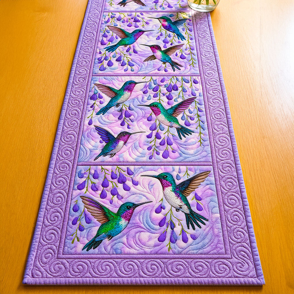 Purple Flight Quilted Table Runner Dining Room Table Decor Ideas Best Hummingbird Themed Gifts