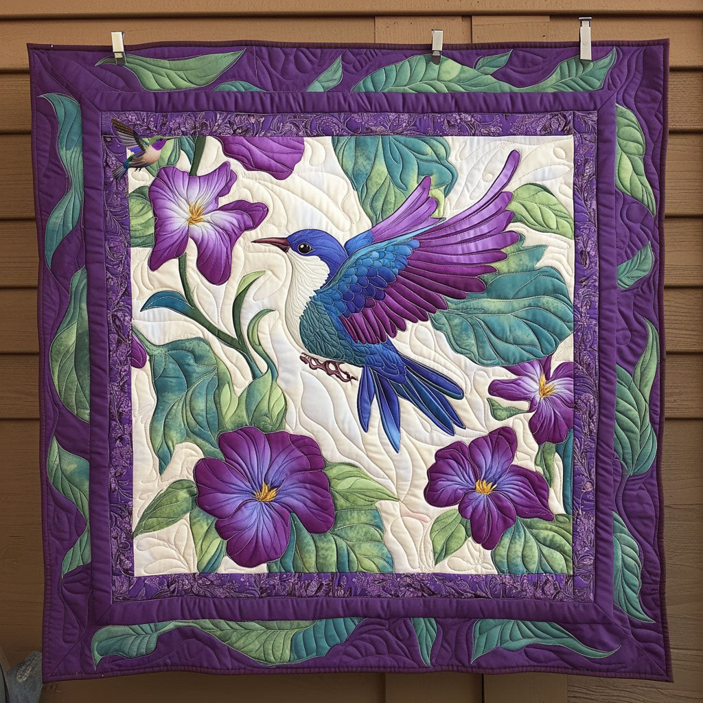 Purple Hummingbird Holiday Xmas Quilt Blanket Best Christmas Gifts For Mom