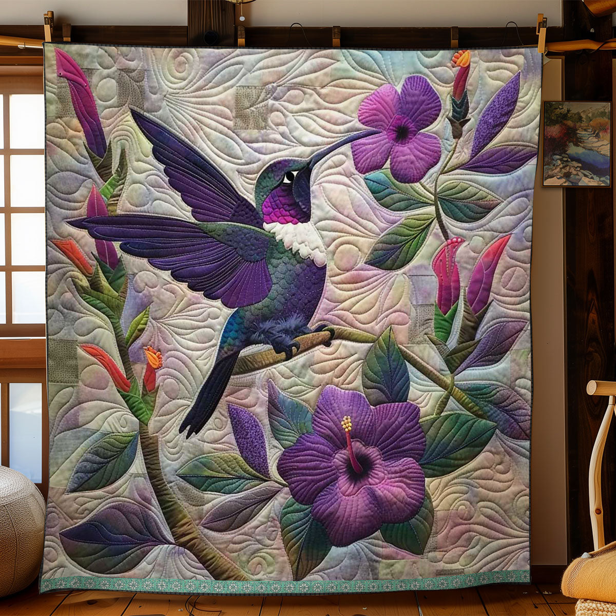 Purple Hummingbird Quilt Blanket Christmas Throw Blanket Jesus Gifts For Christmas