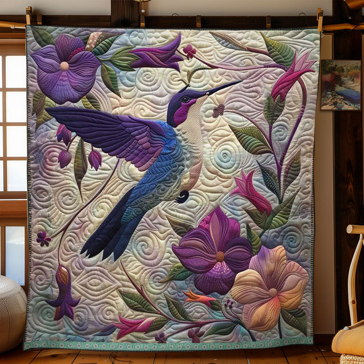 Purple Hummingbird Quilt Blanket Throw Blankets For Couch Meaningful Gifts For Mom From Daughter